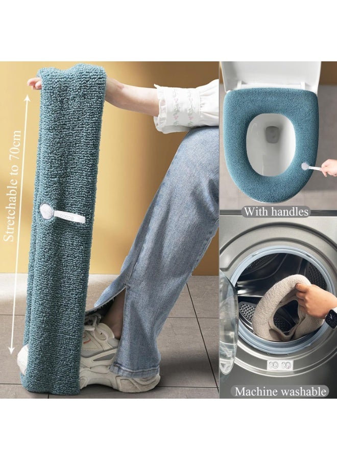 Relex Thicker Soft Bathroom Toilet Seat Cover Pad Warmer Toilet Seat Cushion Cover Stretchable Washable Fiber Cloth, Warm Toilet Seat Mat Easy Installation & Cleaning (Grey) - Image 5