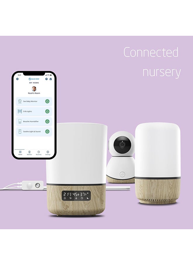 Maxi-Cosi - Breathe Humidifier, 24 hours Non-Stop, Essential Oil Diffuser, Modern Minimal Design, White Wood, 2 Year Warranty - Image 1