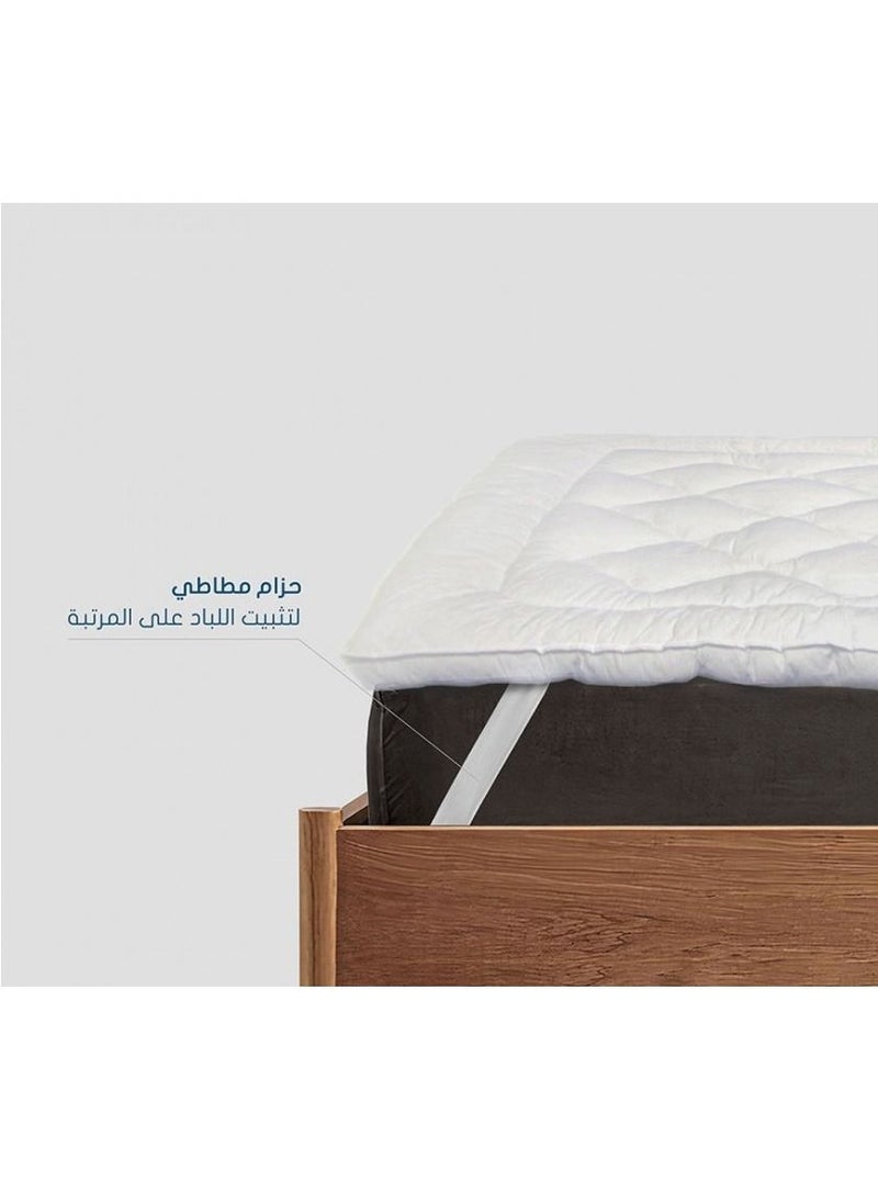 Generic - One Layer Microfiber Mattress Topper 8 cm With Rubber Frame White 200x180cm - Image 1