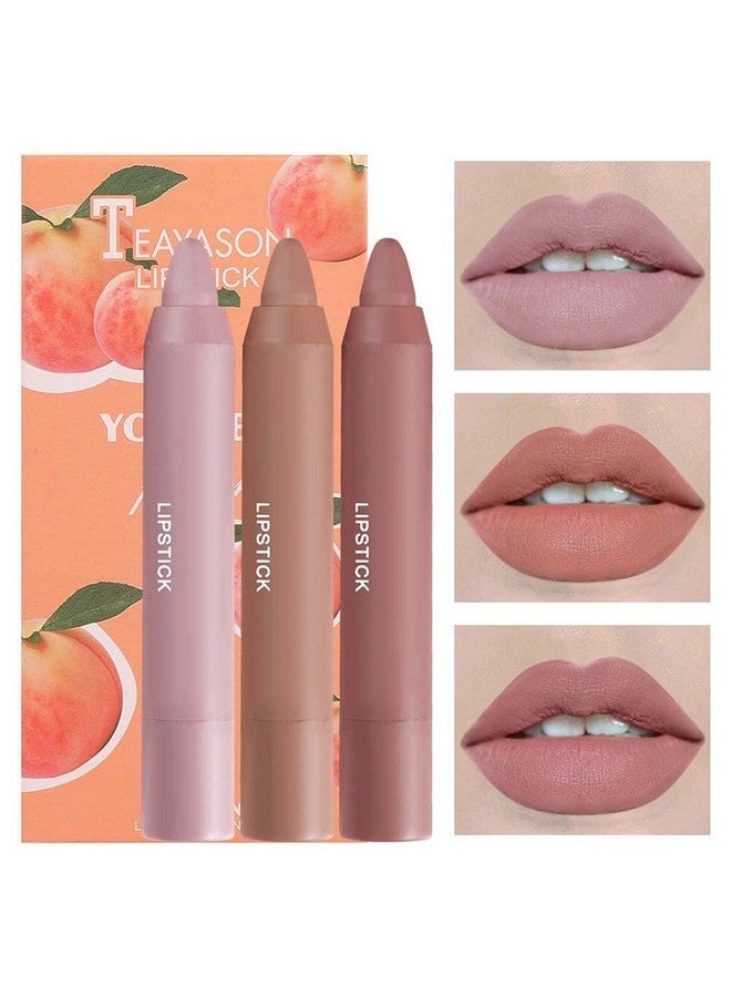 Ruby Face RUBYFACE 3 Colors Smooth Matte Crayon Lipstick Set, Long Lasting Matte Waterproof Not Fade Cream Lipstick Lip Makeup for Women (A - PEACH) - Image 3