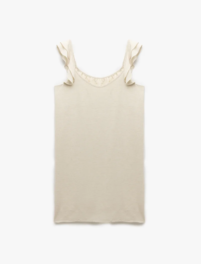 كوتون Ruffle Strappy Mini Dress