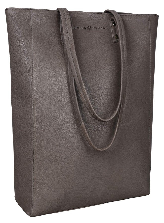 ANTONIO VALERIA Ava Vintage Wash Grey Leather Tote/Top Handle Shoulder Bag for Women - Image 1