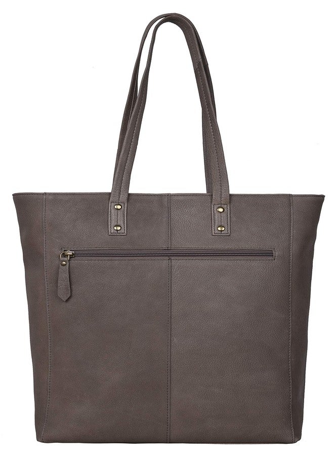ANTONIO VALERIA Ava Vintage Wash Grey Leather Tote/Top Handle Shoulder Bag for Women - Image 4