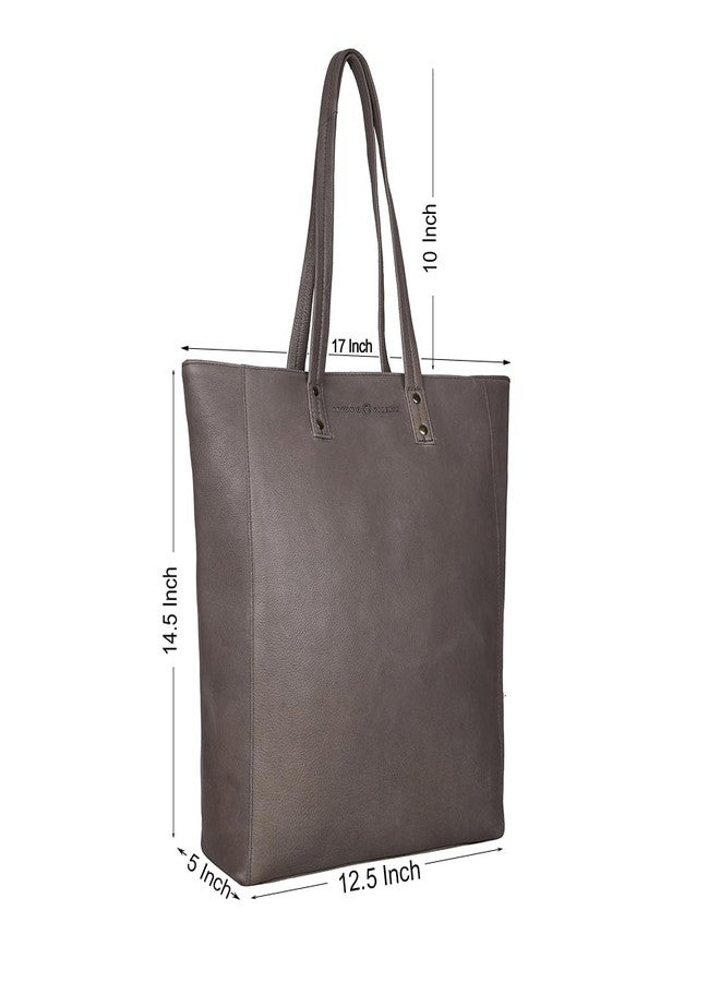 ANTONIO VALERIA Ava Vintage Wash Grey Leather Tote/Top Handle Shoulder Bag for Women - Image 2