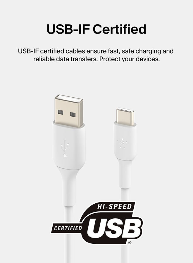 belkin BoostCharge USB C charger cable, USB-C to USB-A cable, USB type C charging cable for iPhone 15, Samsung Galaxy S24, S24+, S24 Ultra, Pixel, iPad Pro, Nintendo Switch and more - 1m, White - Image 3