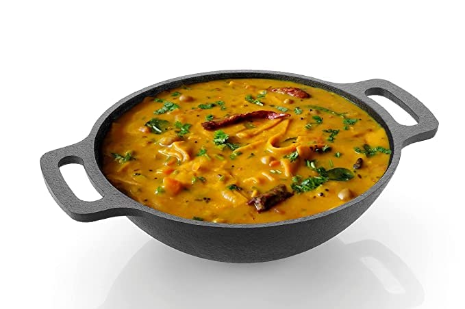 HENNY Cast Iron 2 Liter Cookware PreSeasoned Kadai Black 9 inches - Image 3
