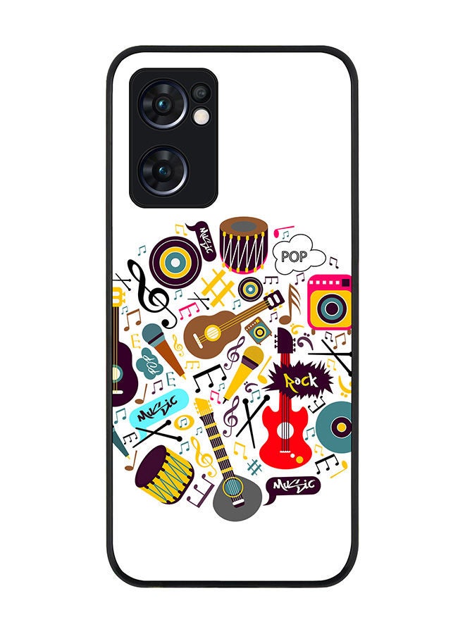 Stylizedd Rugged Black edge case for Oppo Reno7 5G  Slim fit Soft Case Flexible Rubber Edges Anti Drop TPU Gel Thin Cover - Muscial Instruments - Image 1