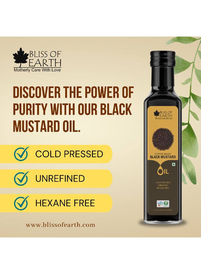 BLISS OF EARTH 500ML Certified Organic black Mustard Oil for Cooking & Hair Cold Pressed Hexane Free - Image 4