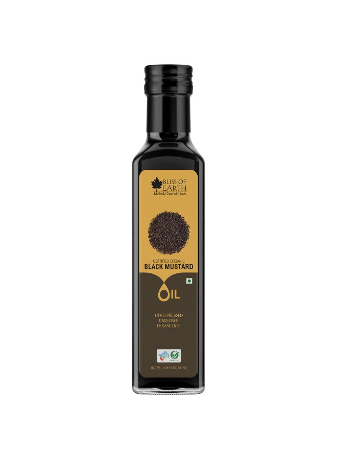 BLISS OF EARTH 500ML Certified Organic black Mustard Oil for Cooking & Hair Cold Pressed Hexane Free - Image 1