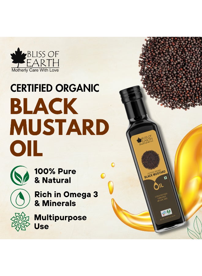 BLISS OF EARTH 500ML Certified Organic black Mustard Oil for Cooking & Hair Cold Pressed Hexane Free - Image 3