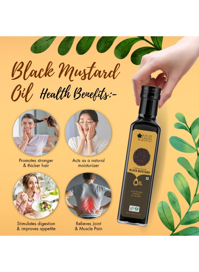 BLISS OF EARTH 500ML Certified Organic black Mustard Oil for Cooking & Hair Cold Pressed Hexane Free - Image 5