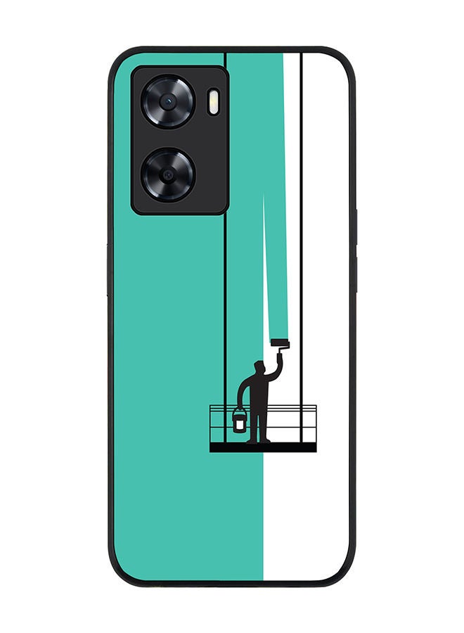 Stylizedd Rugged Black edge case for Oppo A57 4G/Oppo A77 4G/Oppo A77s Slim fit Soft Case Flexible Rubber Edges Anti Drop TPU Gel Thin Cover - Paint Hanger (Green) - Image 1