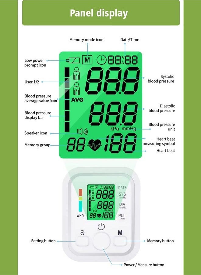 Generic Automatic Digital Arm Blood Pressure Monitor – Large Display, Intelligent Microcomputing, One-Touch Operation, Accurate Systolic & Diastolic Readings, Portable & Easy-to-Use for Home Health Monitoring, Compact Design, and Memory Function  - Image 3