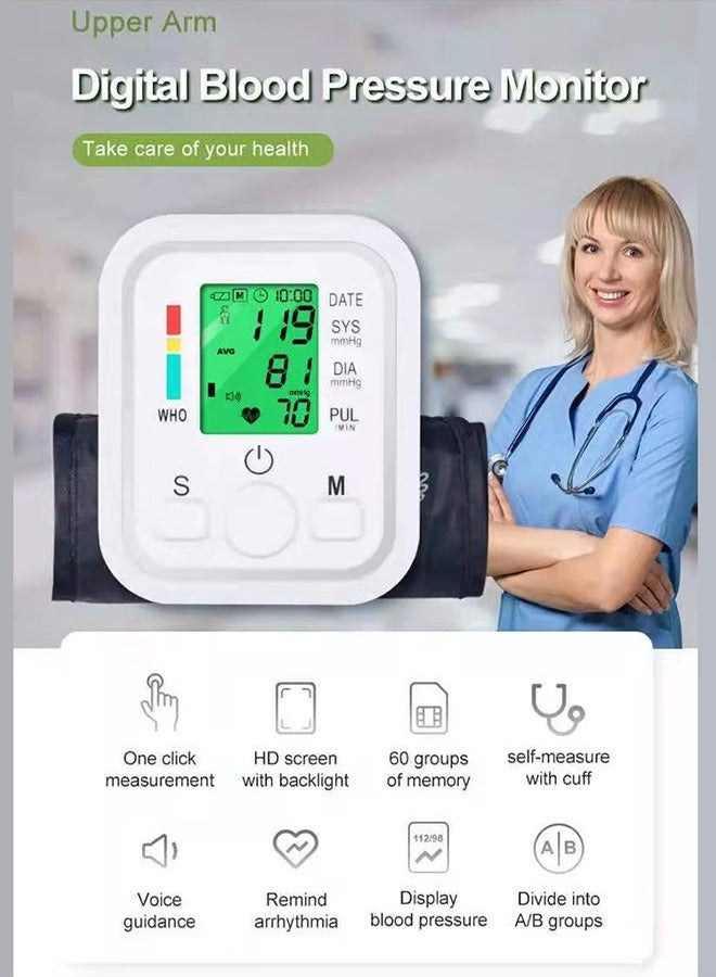 Generic Automatic Digital Arm Blood Pressure Monitor – Large Display, Intelligent Microcomputing, One-Touch Operation, Accurate Systolic & Diastolic Readings, Portable & Easy-to-Use for Home Health Monitoring, Compact Design, and Memory Function  - Image 2