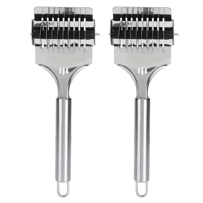 PUTHAK PUTHAK 2pcs Stainless Steel Noodle Lattice Roller Dough Cutter Pasta Spaghetti Maker for Kitchen Cooking Tools  - Image 1