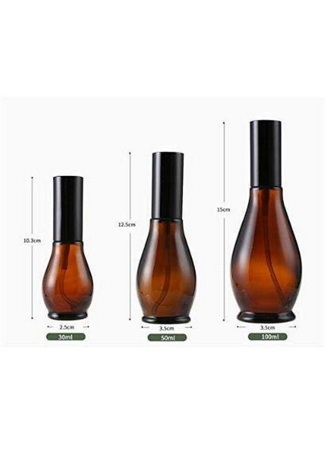 Elandy 2Pcs Empty Refillable Cucurbit Shaped Amber Glass Lotion Pump Bottles Portable Cosmetic Makeup Cream Lotion Container Vial Jar Dispenser With Black Pump Head and Cap(50ml/1.7oz) - Image 4