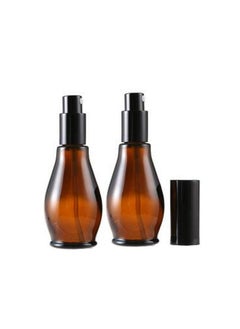 Elandy Elandy 2Pcs Empty Refillable Cucurbit Shaped Amber Glass Lotion Pump Bottles Portable Cosmetic Makeup Cream Lotion Container Vial Jar Dispenser With Black Pump Head and Cap(50ml/1.7oz)  - Image 1