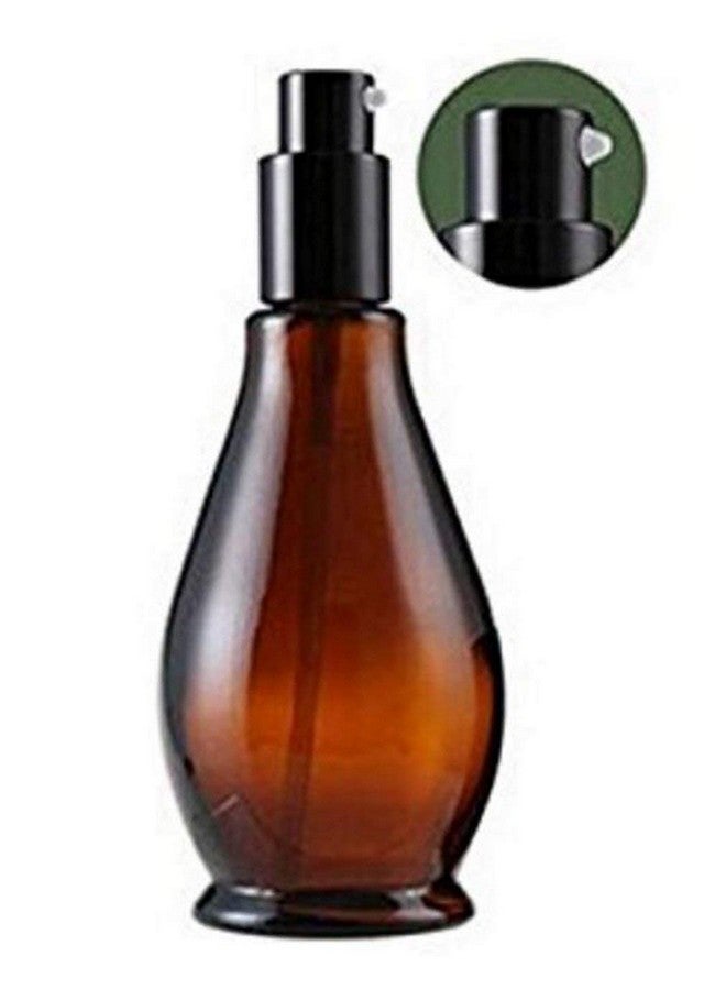 Elandy 2Pcs Empty Refillable Cucurbit Shaped Amber Glass Lotion Pump Bottles Portable Cosmetic Makeup Cream Lotion Container Vial Jar Dispenser With Black Pump Head and Cap(50ml/1.7oz) - Image 2