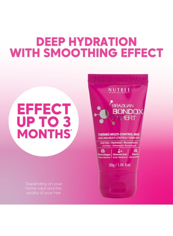 Nutree Professional HAIR MASK FOR DAMAGED HAIR BRAZILIAN BONDOX TREATMENT 1.06 oz Thermal Activated Mask for Dry Frizzy Hair | Formaldehyde Free | Results for up to 1-3 months | prunus oil | seaweed collagen - Image 2