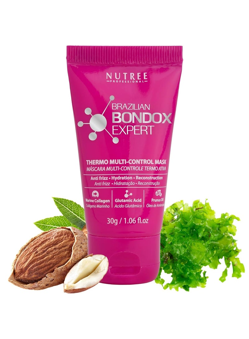 Nutree Professional HAIR MASK FOR DAMAGED HAIR BRAZILIAN BONDOX TREATMENT 1.06 oz Thermal Activated Mask for Dry Frizzy Hair | Formaldehyde Free | Results for up to 1-3 months | prunus oil | seaweed collagen - Image 1