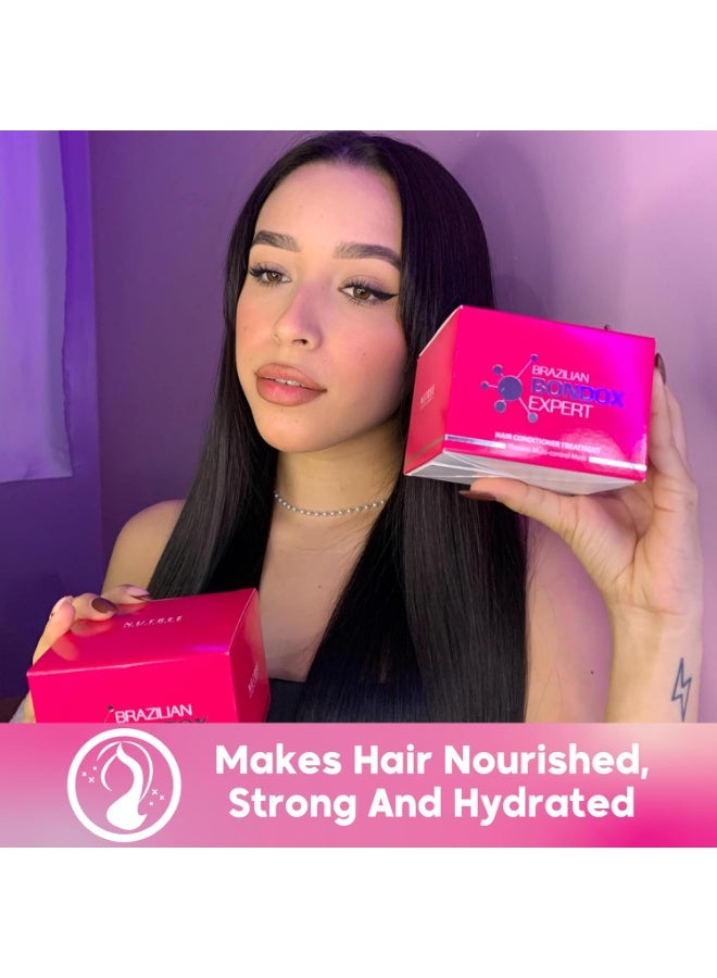Nutree Professional HAIR MASK FOR DAMAGED HAIR BRAZILIAN BONDOX TREATMENT 1.06 oz Thermal Activated Mask for Dry Frizzy Hair | Formaldehyde Free | Results for up to 1-3 months | prunus oil | seaweed collagen - Image 4