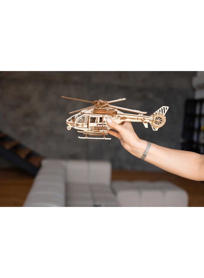 Wood Trick Thunder Chopper Electric Helicopter 3D Wooden Puzzles for Adults to Build - Rotating Rotors & Blades - Detailed Design - Mechanical Wooden Model Kits for Adults - Image 2