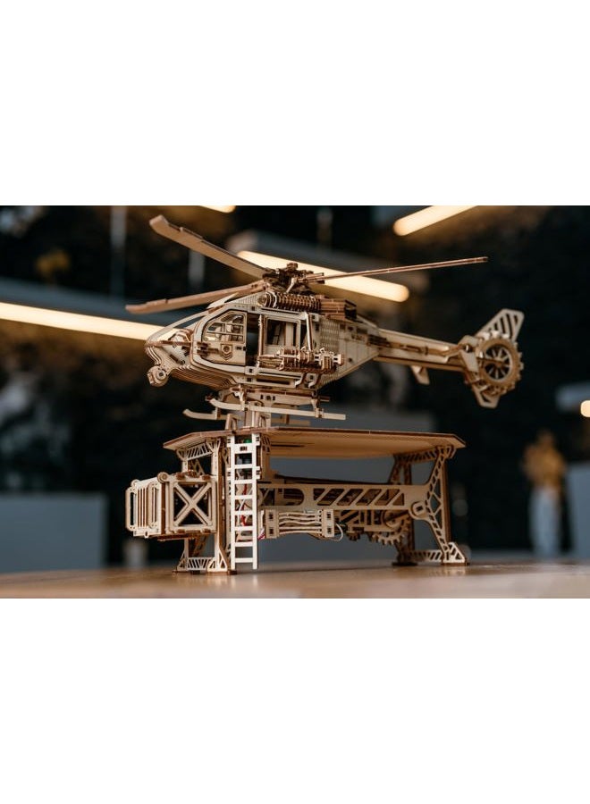 Wood Trick Thunder Chopper Electric Helicopter 3D Wooden Puzzles for Adults to Build - Rotating Rotors & Blades - Detailed Design - Mechanical Wooden Model Kits for Adults - Image 3