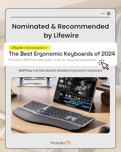 ProtoArc Backlit Bluetooth Ergonomic Keyboard ProtoArc EK01 Plus Full Size Wireless Split Keyboard with Dual Bluetooth and USB Cushioned Wrist Rest Rechargeable for WindowsMacAndroid Grey Black - Image 3