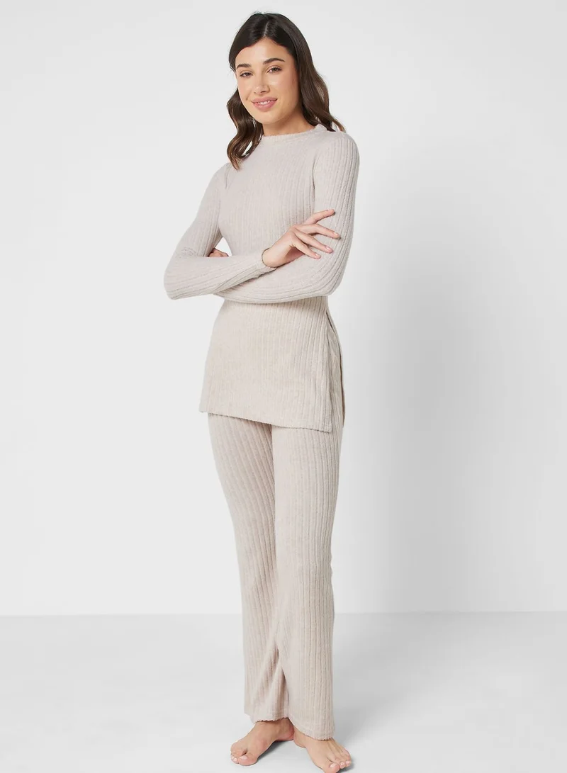 Ginger Ribbed Pyjama Pant Set
