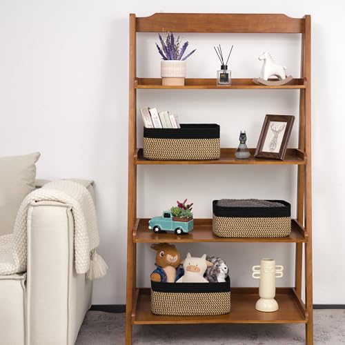 Goodpick Storage Baskets Shelf Baskets for Organizing Dog Toy Basket Closet Organizer Bins Nursery Woven Basket for Storage Cube Decorative Box 3 Pack Black Jute 13 x 8 x 5 in - Image 3