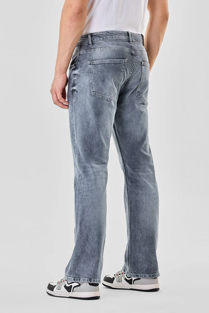 SNITCH Grey Bootcut Washed Jeans for Men | Best Price UAE