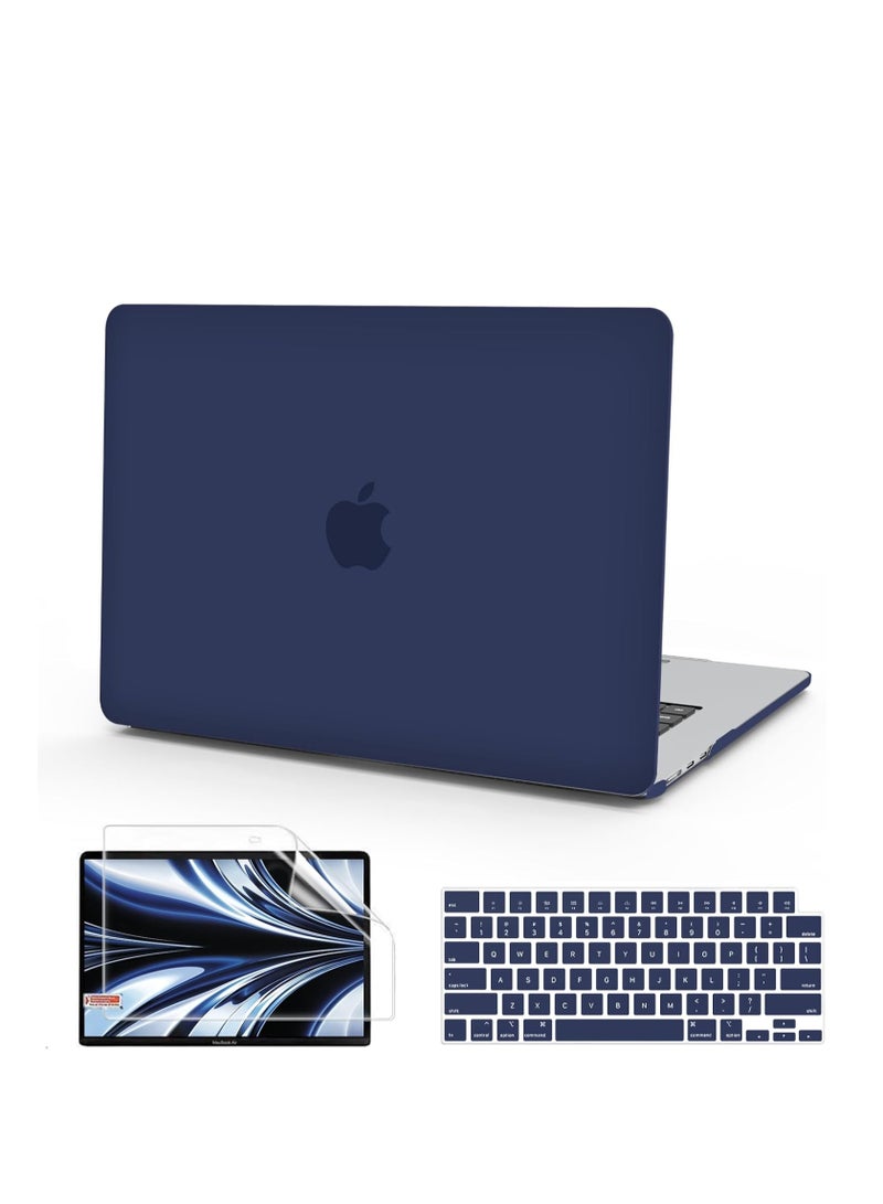 3 in 1 Bundle Plastic Hard Shell & Keyboard Cover& Screen Protector Compatible with MacBook Air 13 inch M4/M3/M2 Chip (A3240/A3113/A2681 2022--2025),Royal Blue - Image 1