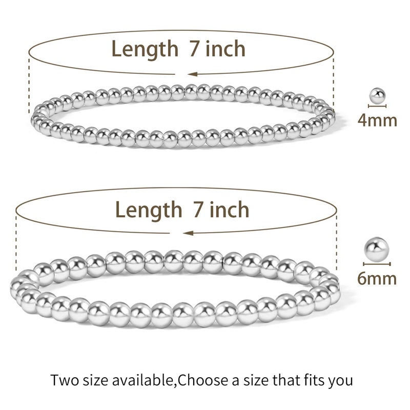 Badu Silver Beaded Bracelets for Women Silver Plated Bracelet Stretchable Adjustable Bracelet - Image 2