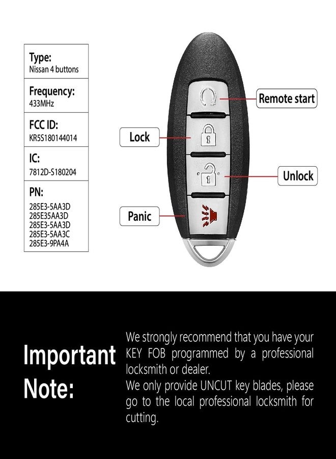 Keylessbest Car Key Fob Remote Keyless Entry Control KR5S180144014 433MHz 4 Button Replacement for 2015-2020 Nissan Murano SV Pathfinder Titan - Image 3