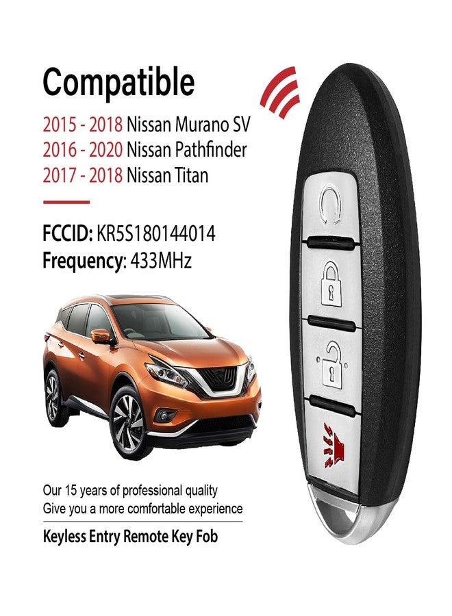 Keylessbest Car Key Fob Remote Keyless Entry Control KR5S180144014 433MHz 4 Button Replacement for 2015-2020 Nissan Murano SV Pathfinder Titan - Image 2