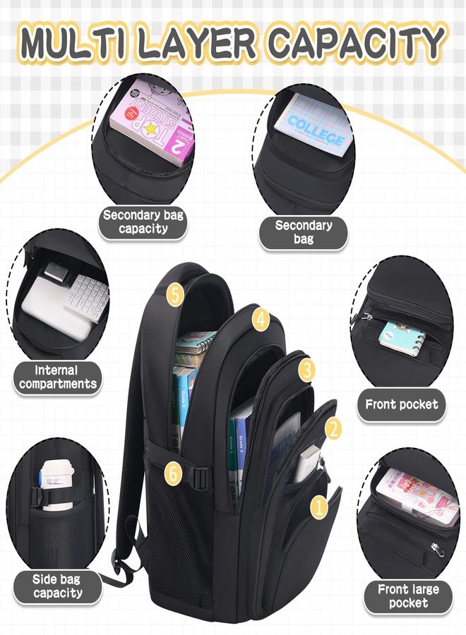 PRAGARI Cute Backpack for School Girls Aesthetic Backpack Women College Bookbag Large Students Laptop Bag Travel Casual, Black, Large, School,casual,outdoor,travel,sports,work - Image 2