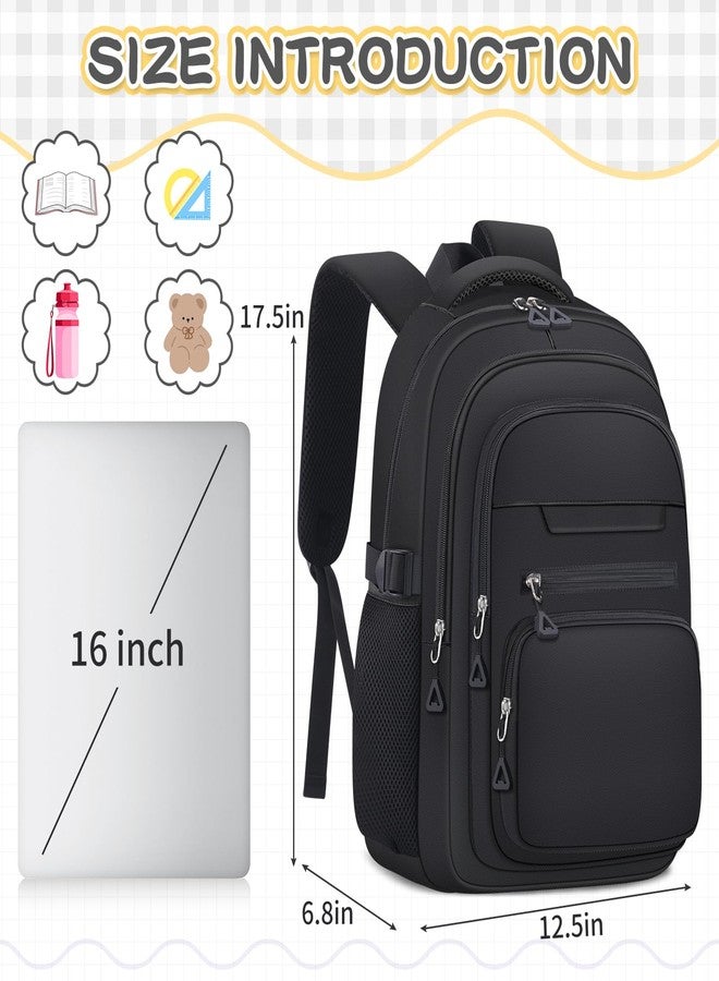 PRAGARI Cute Backpack for School Girls Aesthetic Backpack Women College Bookbag Large Students Laptop Bag Travel Casual, Black, Large, School,casual,outdoor,travel,sports,work - Image 3