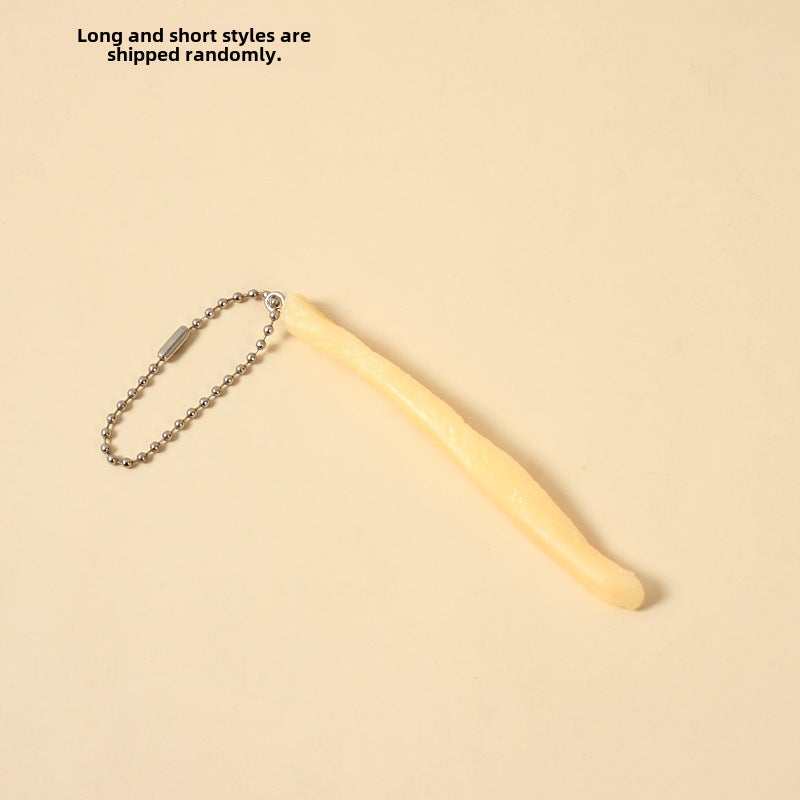Fried Chicken Leg Keychain Simulation Model Toy Original French fries (silver bead chain) (length of random delivery)