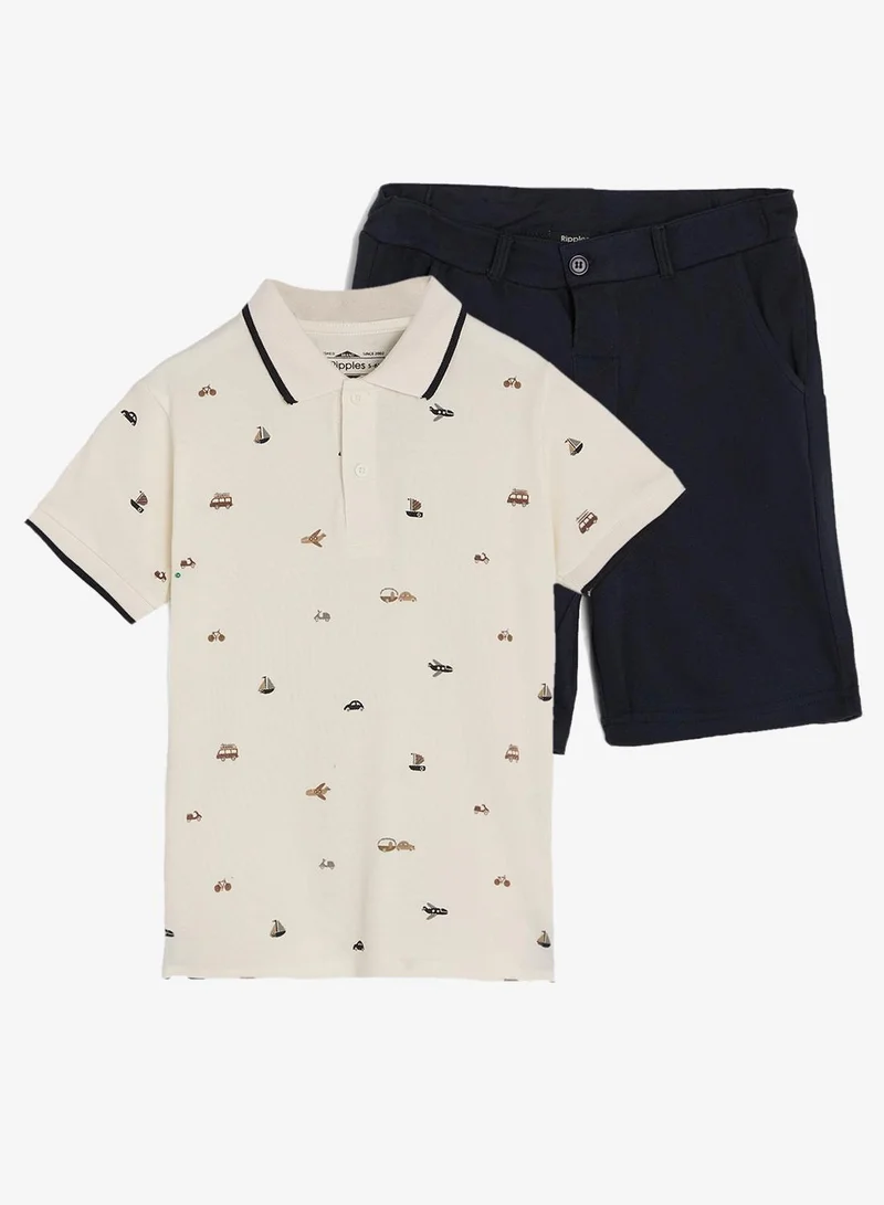 Ripples Boys Short Sleeves Polo T-Shirt & Shorts Set