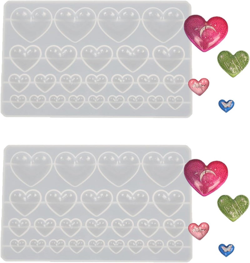 DDlife 2 Pcs Heart Silicone Mold, Mixed Size Heart-Shaped Casting Jewelry Mold for Making Earrings & Jewelry Making Crafting Projects - Image 1