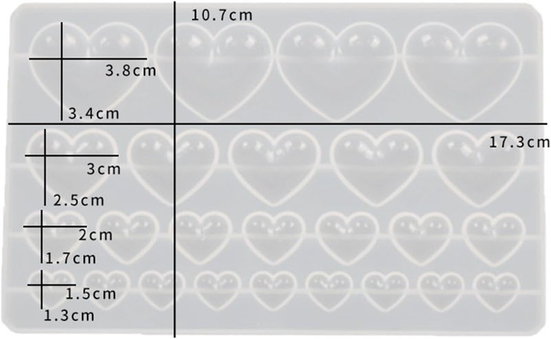 DDlife 2 Pcs Heart Silicone Mold, Mixed Size Heart-Shaped Casting Jewelry Mold for Making Earrings & Jewelry Making Crafting Projects - Image 2