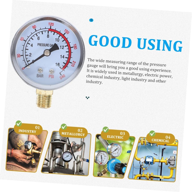 Mikikit Vertical Pressure Gauge Durable Metal Construction High Visibility Display for Pneumatic Tools - Image 4