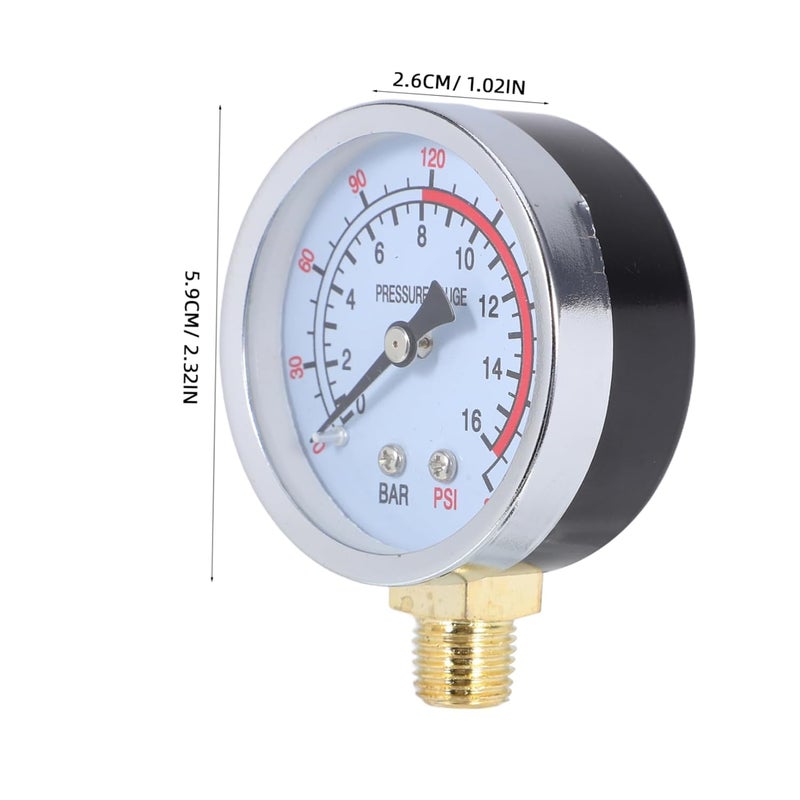 Mikikit Vertical Pressure Gauge Durable Metal Construction High Visibility Display for Pneumatic Tools - Image 3