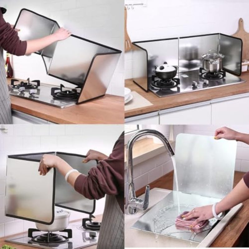 40 * 76 * 30.5CM Stove Splatter Guard Foldable Grease Shield Nonstick Oil Splash Protector for Kitchen Cooking Gas Range Frying Pan Camping - Image 4