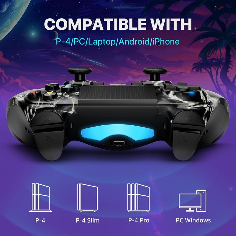 ISHAKO Controller for PS4, Wireless Controller for Sony PlayStation 4/Slim/Pro, Remote Control with Double Vibration, 800mAh Battery, TouchPad, Speaker, and 6-axis Motion Sensor, 3.5mm Audio Jack, (Black) - Image 2