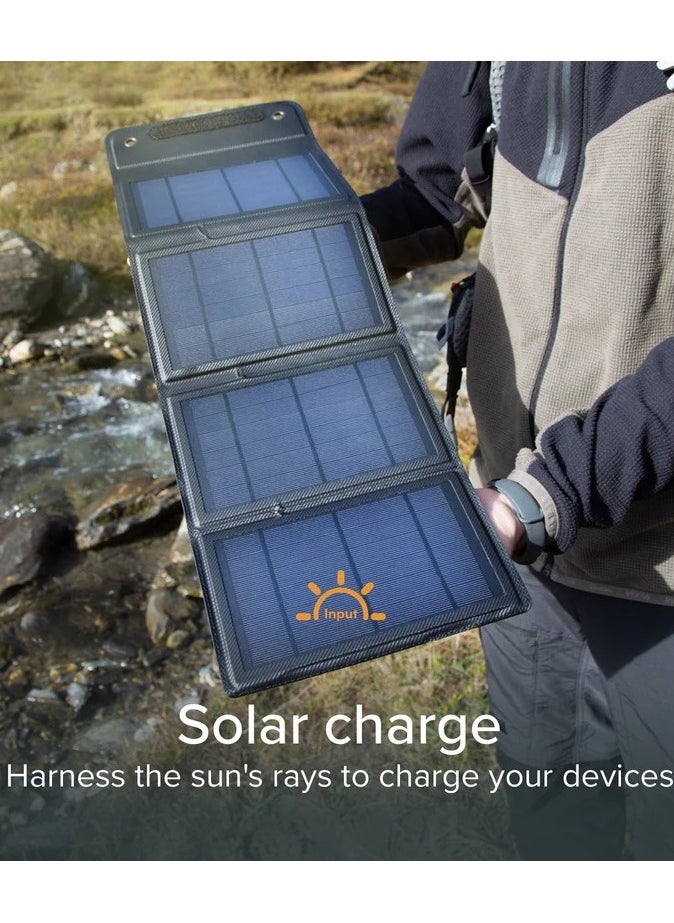 Generic 10W Portable Solar Charger(5V/2A Max), Waterproof IP65 Foldable Panel with Dual Smart USB Output Compatible iPhone Xs/X/8/7, iPad, Samsung for Outdoor Hiking Camping Backpacking (PN-10)  - Image 1