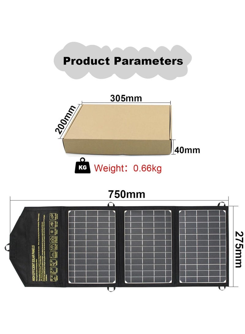 Generic 38W Solar Folding Panel - Portable Solar Charger for Phones/Tablets/Cameras Efficient Outdoor Solar Charging Solution - Portable 38W Solar Panel Foldable - Compatible with Phones, Laptops, Power Banks - 38W Foldable Solar Charger Panel - Lightweight for Camping/Travel - Image 1