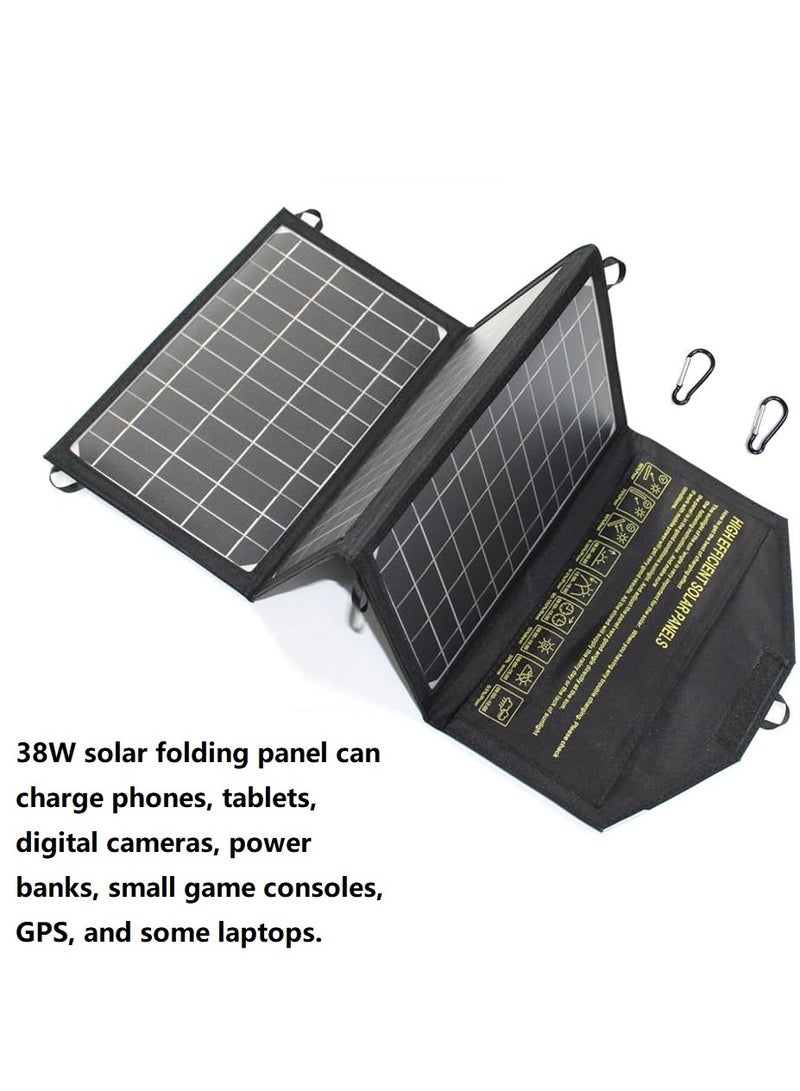 Generic 38W Solar Folding Panel - Portable Solar Charger for Phones/Tablets/Cameras Efficient Outdoor Solar Charging Solution - Portable 38W Solar Panel Foldable - Compatible with Phones, Laptops, Power Banks - 38W Foldable Solar Charger Panel - Lightweight for Camping/Travel - Image 2