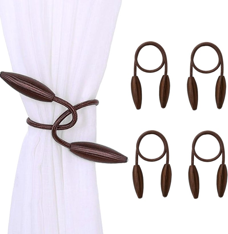 SWTool 4-Pack Coffee Curtain Holdbacks Decorative Window Drape Twist Curtains Tiebacks Random Modelling Curtain Holders (Coffee) - Image 1