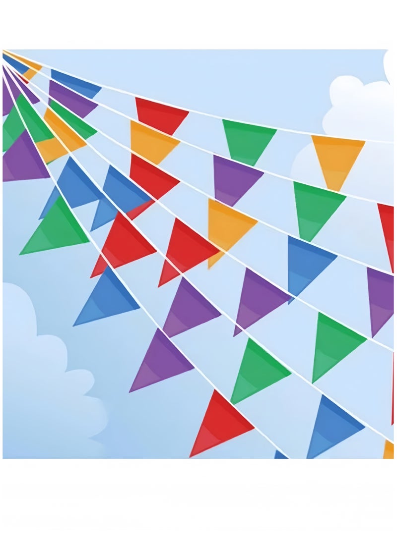 Lee Yon 100M Bunting Banner, Multicolor Flag Banners with 150 pcs Triangle Flags, Nylon Fabric Bunting Banners for Birthday, Wedding, Outdoor, Indoor Activity, Party Decoration Home Decorations  - Image 1